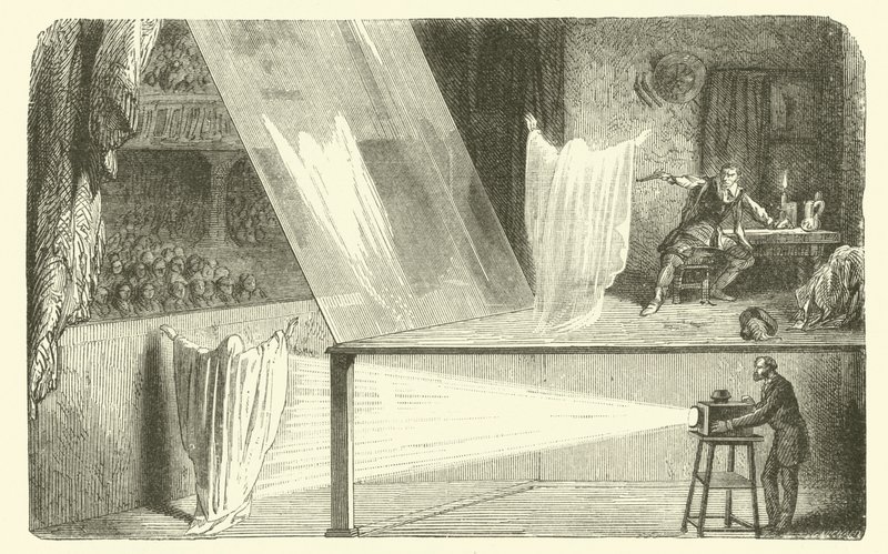 Jak dělat duchy v divadle (rytina) od French School