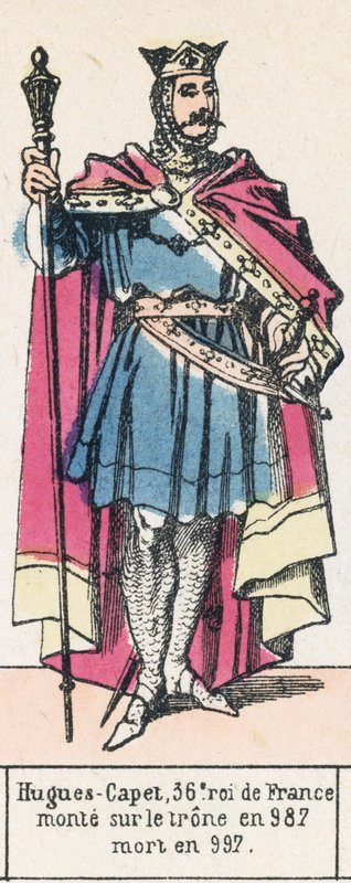 Hugues-Capet, 36. král Francie, nastoupil na trůn v roce 987, zemřel v roce 997 (barevná rytina) od French School
