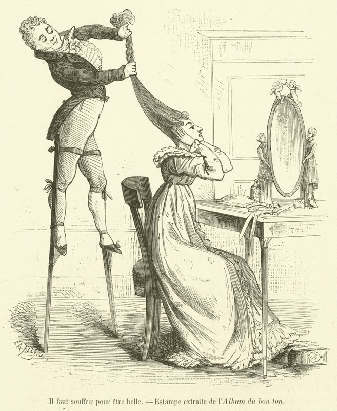 Musíte trpět, abyste byli krásní, Tisk z alba du bon ton (rytina) od French School