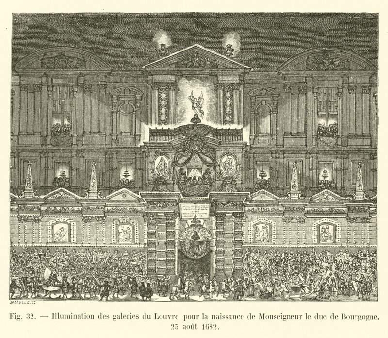 Osvětlení galerií Louvru k narození Monseigneura vévody z Burgundska, 25. srpna 1682 od French School
