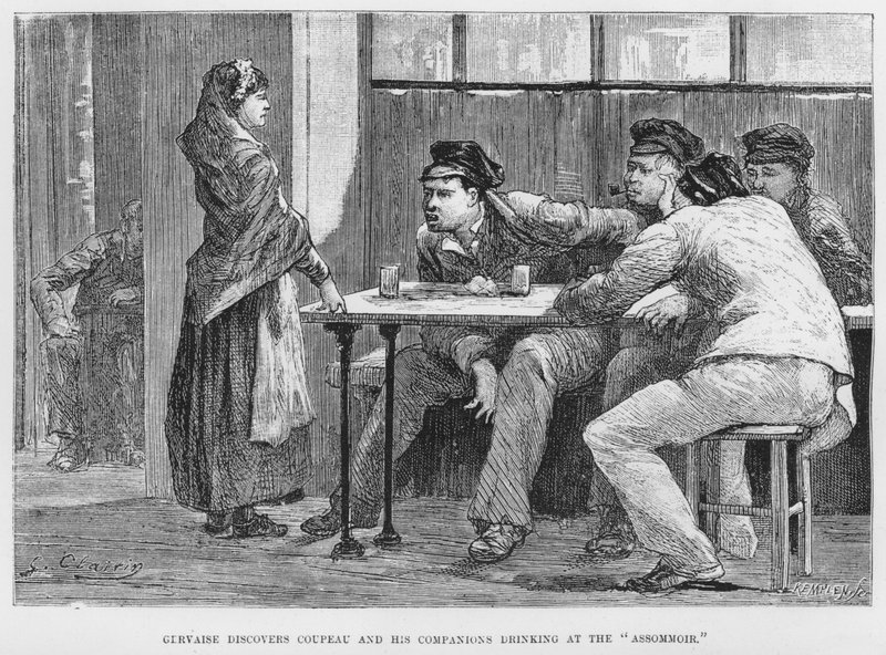Ilustrace pro The Assommoir, A Realistic Novel, Emile Zola (rytina) od French School