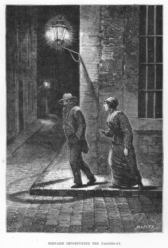 Ilustrace pro The Assommoir, A Realistic Novel, Emile Zola (rytina) od French School