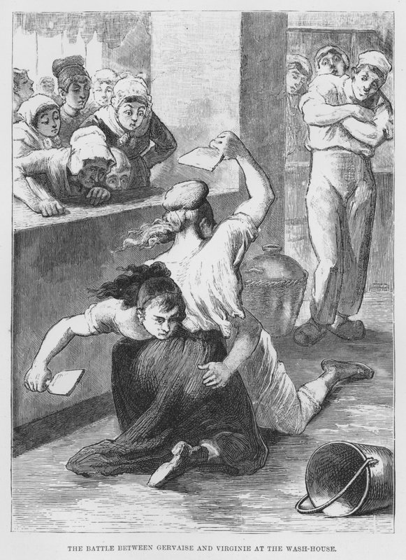 Ilustrace pro The Assommoir, A Realistic Novel, Emile Zola (rytina) od French School
