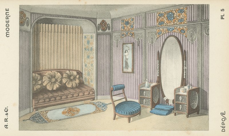 Ilustrace z produktového katalogu interiérového designu od A R & Cie, Francie od French School