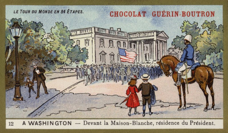 Před Bílým domem, sídlem prezidenta, Washington DC (chromolitho) od French School
