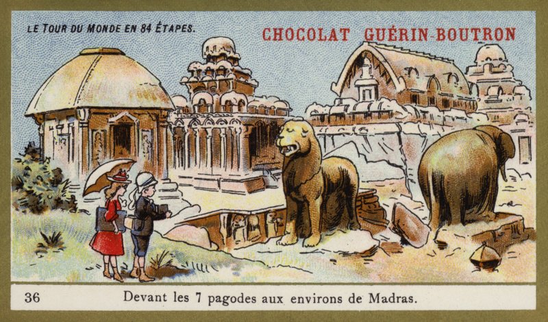Před sedmi chrámy v oblasti Madras (chromolitho) od French School