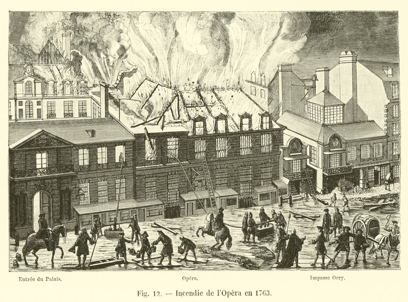 Požár v opeře v roce 1763 od French School