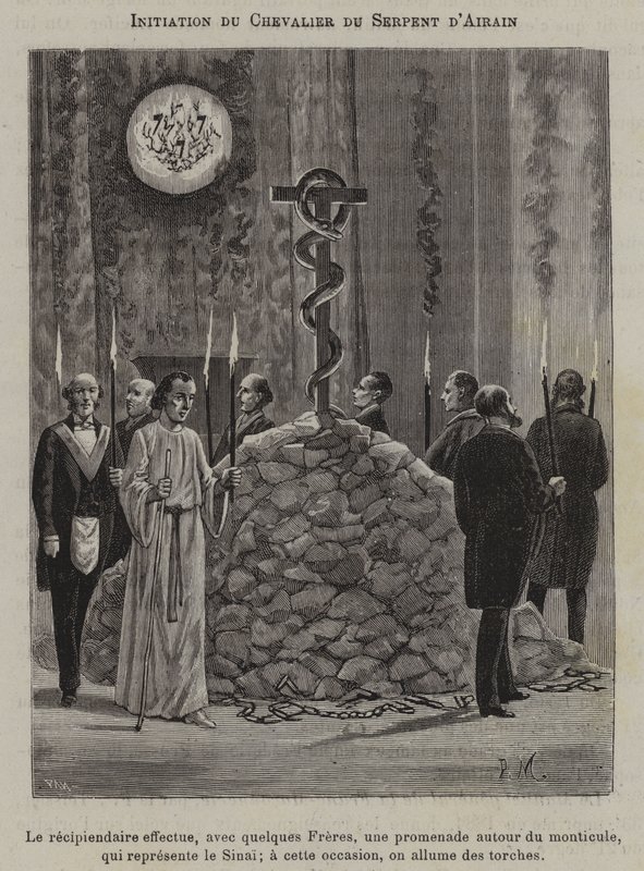 Zasvěcení rytíře drzého hada (rytina) od French School