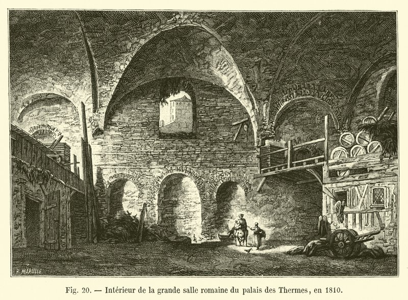Interiér velkého římského sálu Palais des Thermes, v roce 1810 od French School