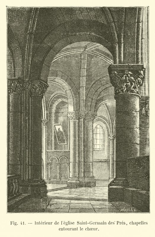 Interiér kostela Saint-Germain des Pres, kaple obklopující chór od French School