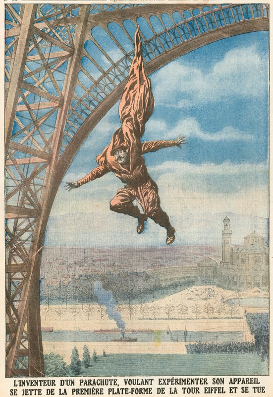 Vynálezce seskoků padákem z Eiffelovy věže od French School