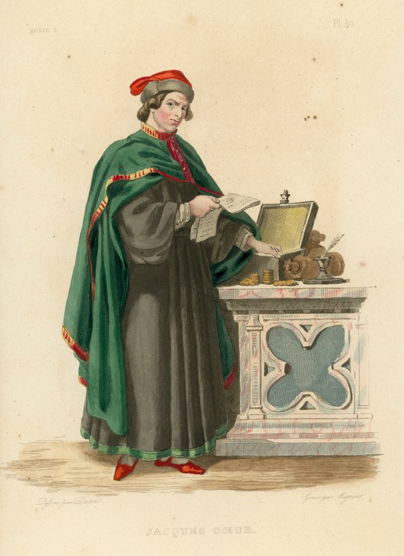 Jacques Coeur (barevná rytina) od French School