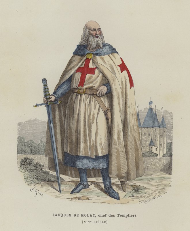 Jacques de Molay, poslední velmistr templářských rytířů, 14. století od French School