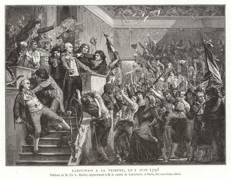 Jean Denis, comte Lanjuinais, na tribuně Konventu, Francouzská revoluce, 2. června 1793 od French School