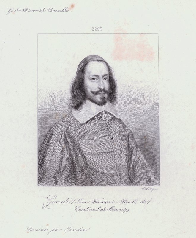 Jean Francois Paul de Gondi, kardinál de Retz, francouzský duchovní a agitátor v občanské válce Fronde (rytina) od French School