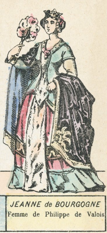 Johanka Burgundská, manželka Philippe de Valois (barevná rytina) od French School