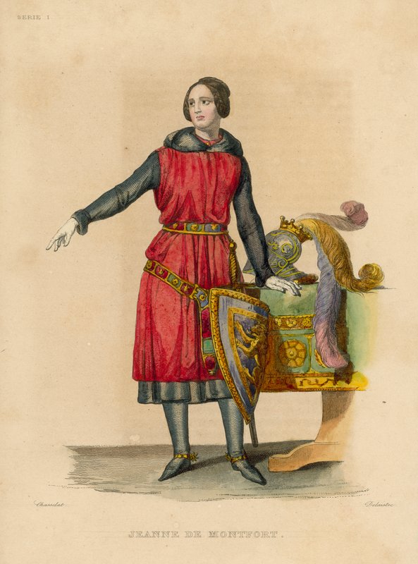 Jeanne de Montfort (barevná rytina) od French School