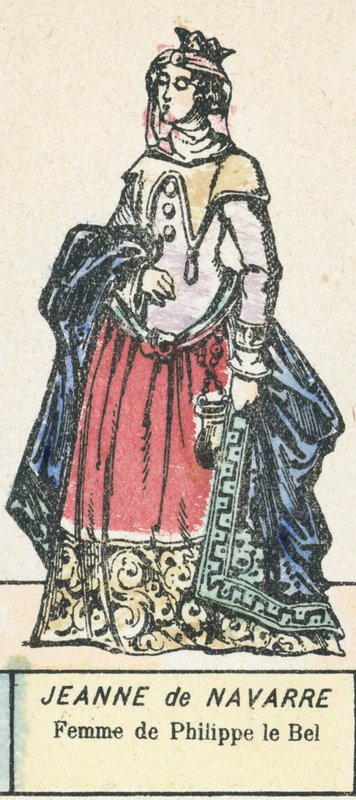 Johanka z Navarry, manželka Filipa Sličného (barevná rytina) od French School