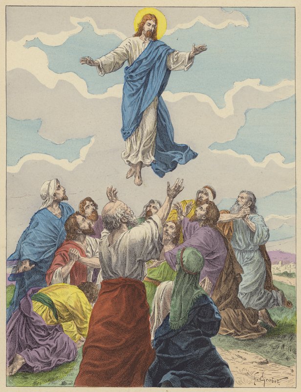 Ježíš Kristus, Nanebevstoupení (barevné lito) od French School