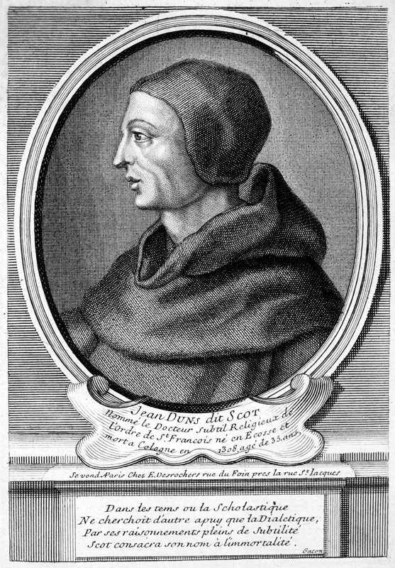 John Duns (Duns Scotus), skotský katolický kněz, filozof a teolog (rytina) od French School