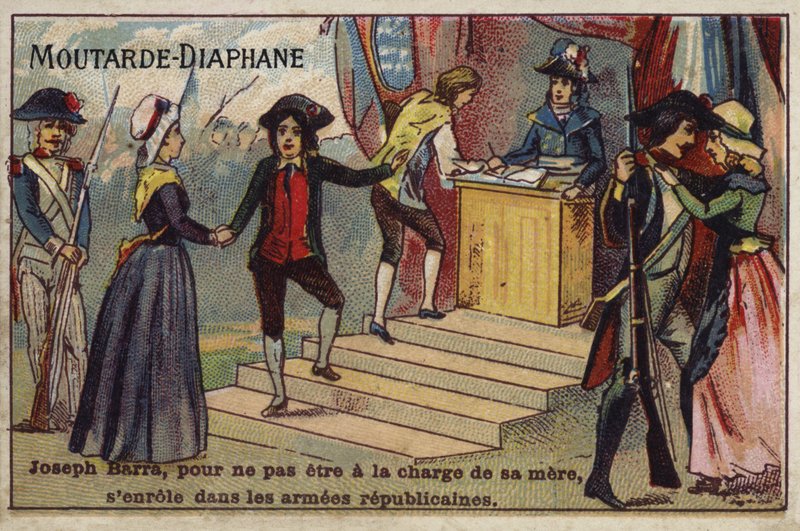 Joseph Barra, francouzský revoluční chlapecký voják, narukující do republikánské armády od French School