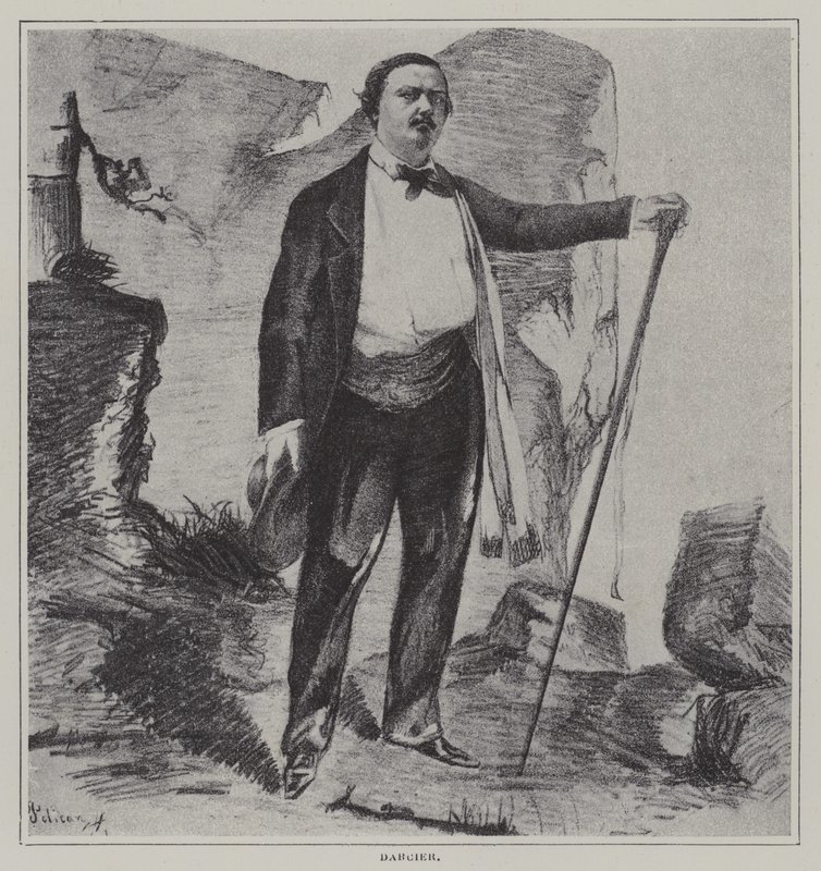 Joseph Darcier , francouzský zpěvák, herec a skladatel (litho) od French School