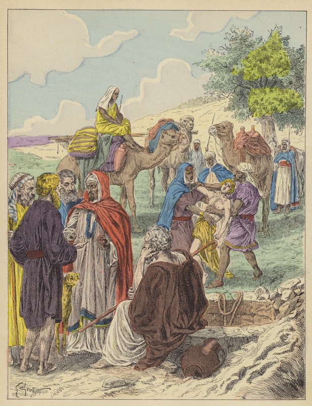 Josef prodán svými bratry (barevná litografie) od French School
