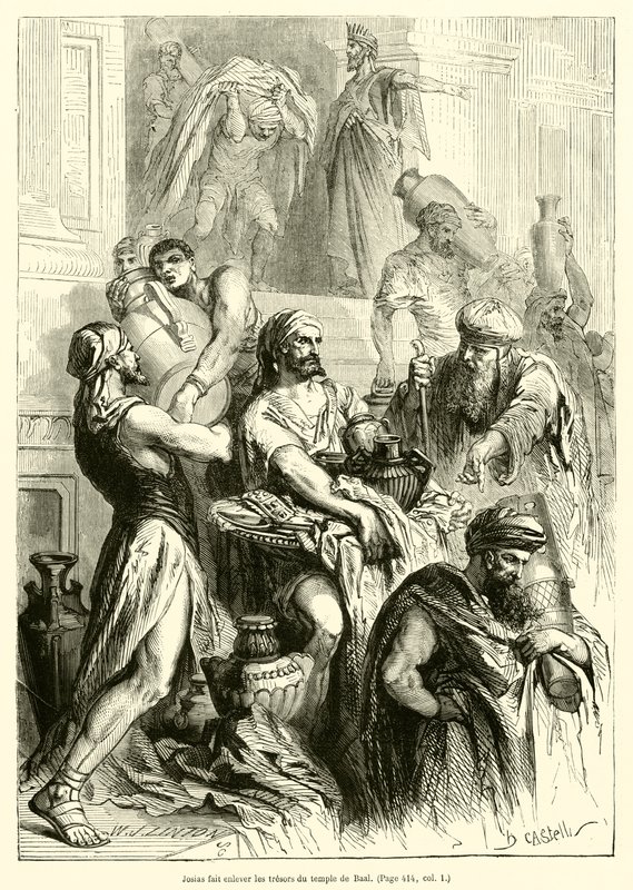 Josias fait enlever les tresors du temple de Baal (rytina) od French School