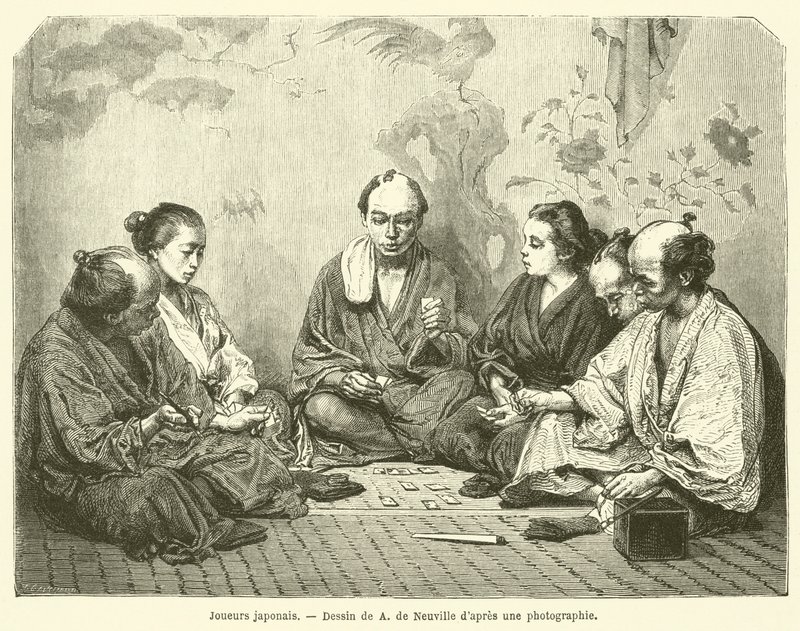 Japonští hráči (rytina) od French School