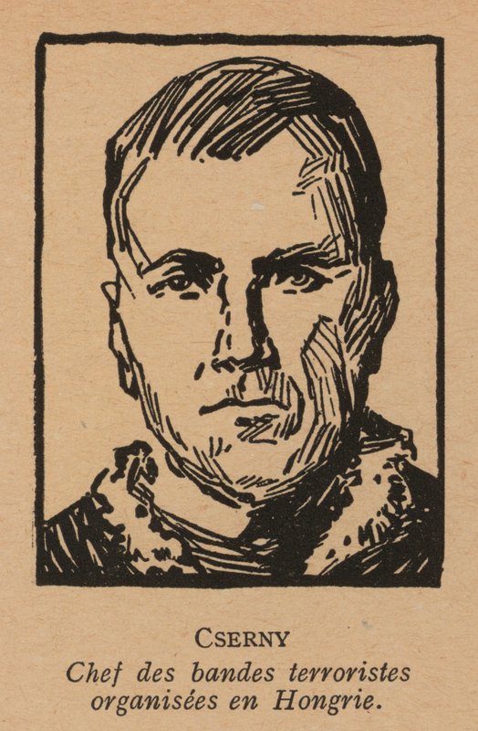 Jozsef Cserny, maďarský komunistický revolucionář a vůdce Leninových chlapců, kteří v roce 1919 v Maďarské sovětské republice prosadili rudý teror (litografie) od French School