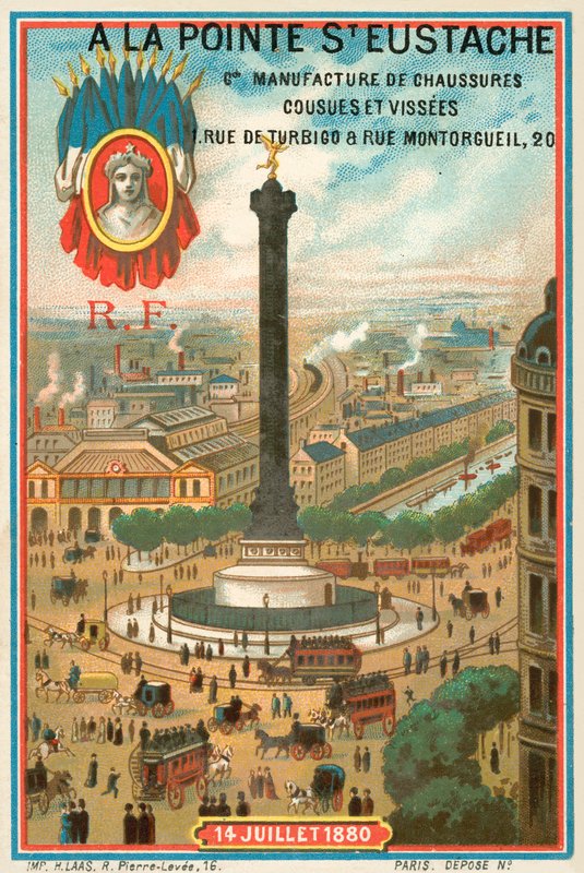Červencový sloup připomínající francouzskou revoluci z roku 1830, Paříž (chromolitho) od French School