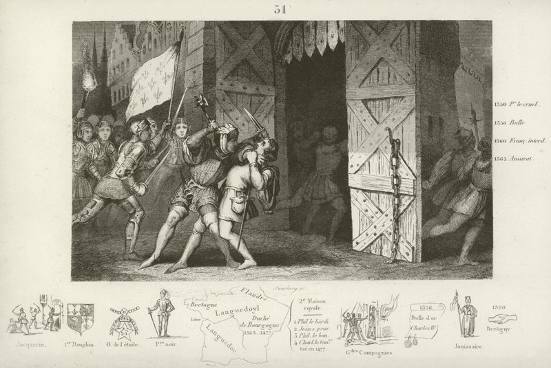 Zabití Etienna Marcela, probošta pařížských obchodníků, Jean Maillard, Paříž, červenec 1358 od French School