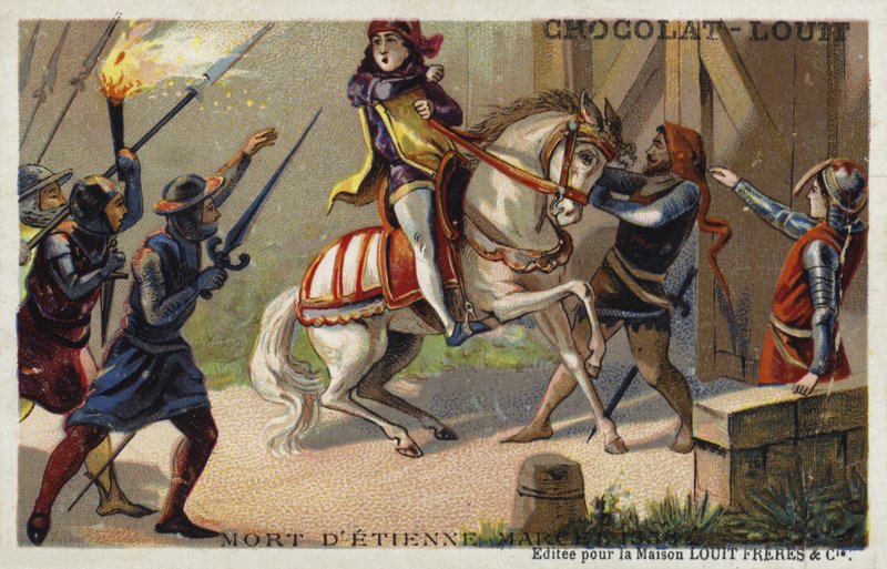 Zabití Etienna Marcela, probošta pařížských obchodníků, Jean Maillard, Paříž, červenec 1358 od French School