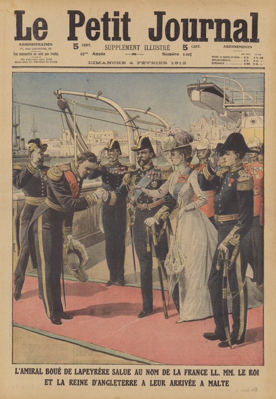 Král Jiří V. a královna Marie na Maltě (barevné lito) od French School