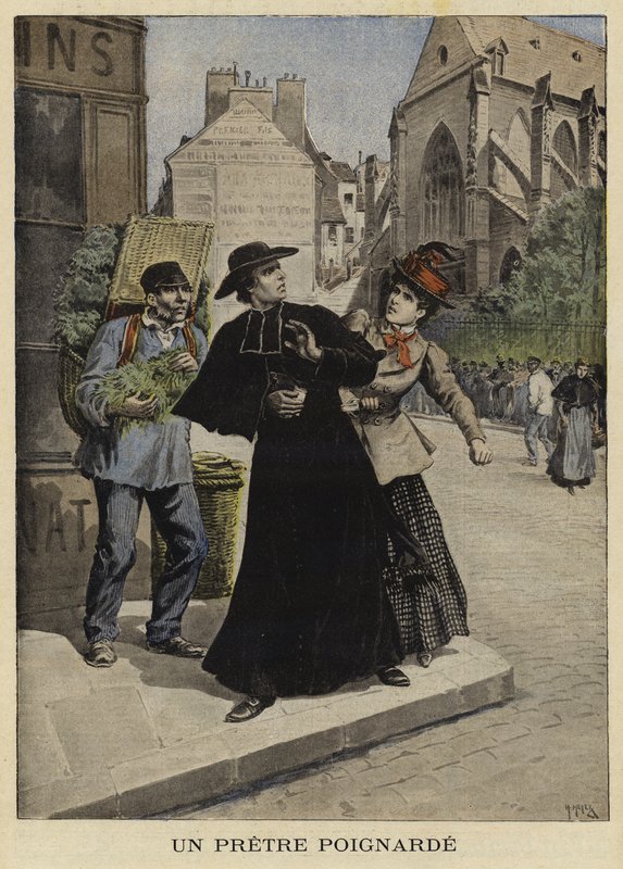 Útok nožem na kněze, Francie, 1897 od French School