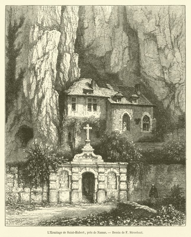 Ermitáž Saint-Hubert, poblíž Namuru (rytina) od French School