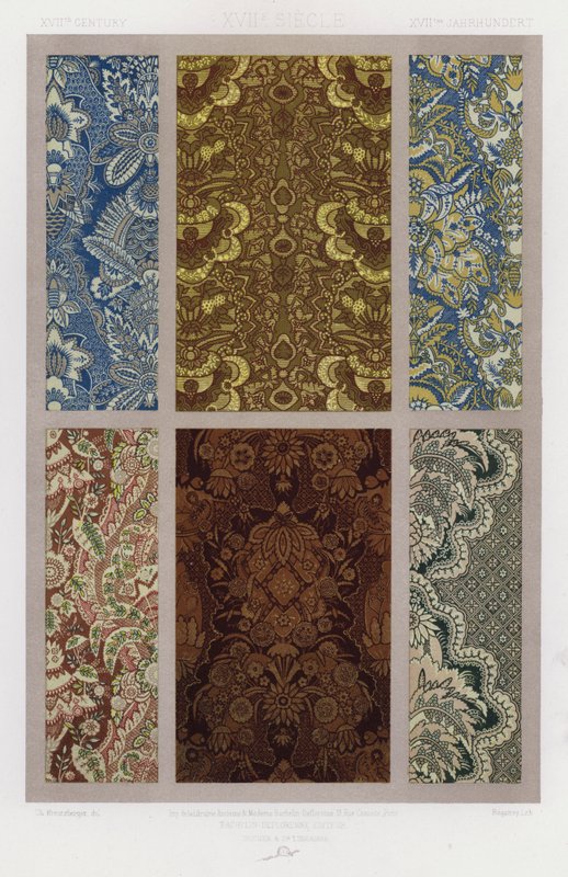 Ornament Of Fabrics: XVII. století, XVIIe Siecle, XVIItes Jahrhundert (barevné lito) od French School