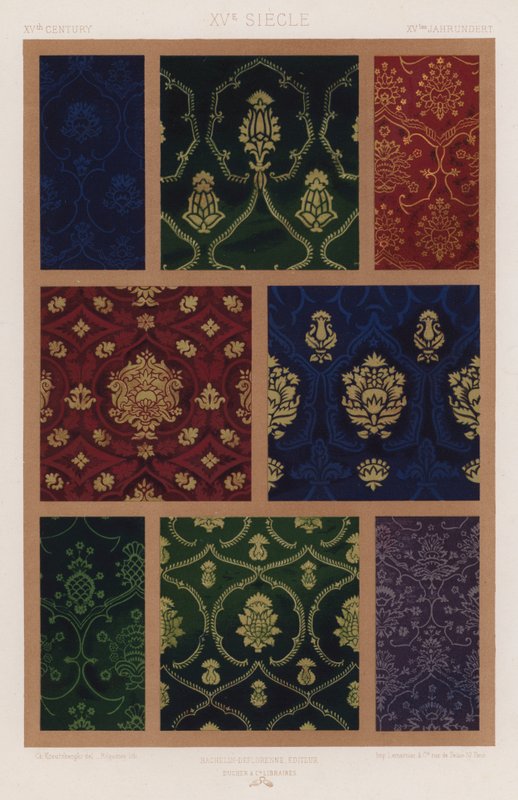 Ornament Of Fabrics: XVth Century, XVe Siecle, XVtes Jahrhundert (barevné lito) od French School