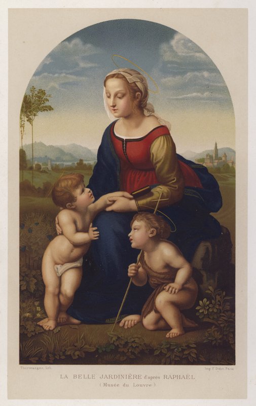 Krásná zahradnice podle Raffaela, Muzeum Louvre (chromolit) od French School