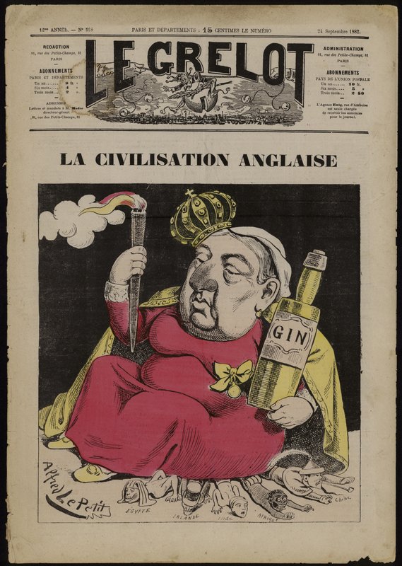 La Civilization Anglaise - založená na Ginu (barevné litho) od French School