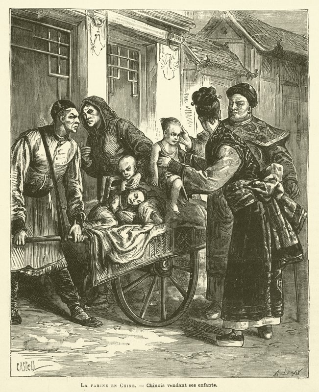 Hladomor v Číně (rytina) od French School