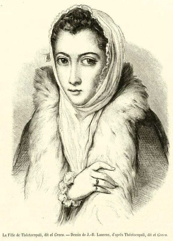 Theotocopuliho dcera, známá jako el Greco (rytina) od French School
