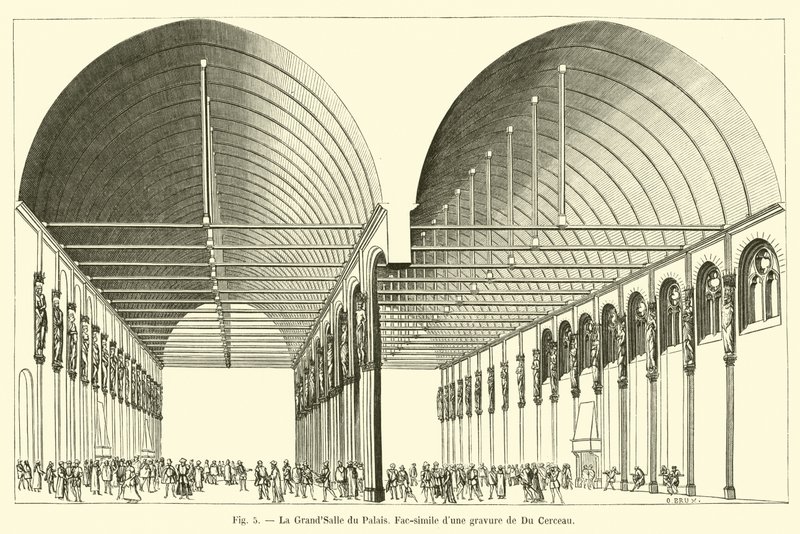 Velký sál paláce, faksimile rytiny od Du Cerceau od French School