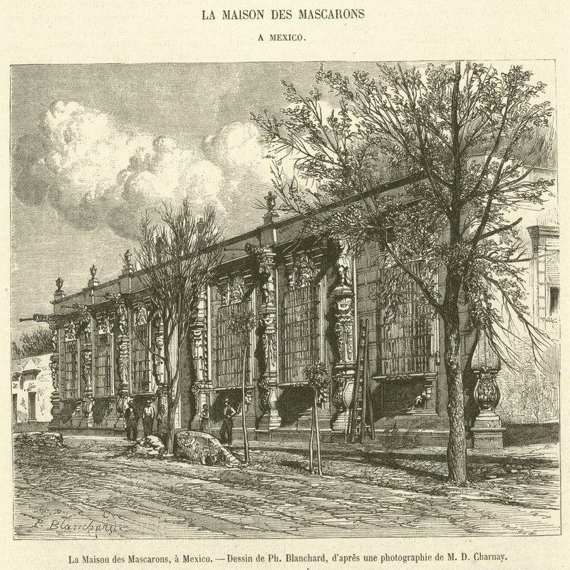 Dům maskaronů, v Mexico City (rytina) od French School