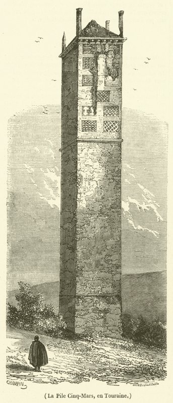 The Pile Cinq-Mars, v Touraine (rytina) od French School