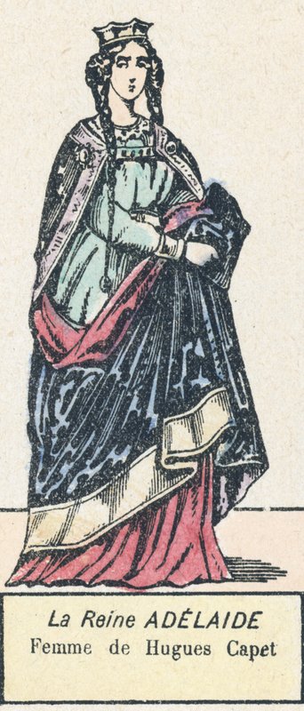 Královna Adelaide, manželka Huguese Capeta (barevná rytina) od French School