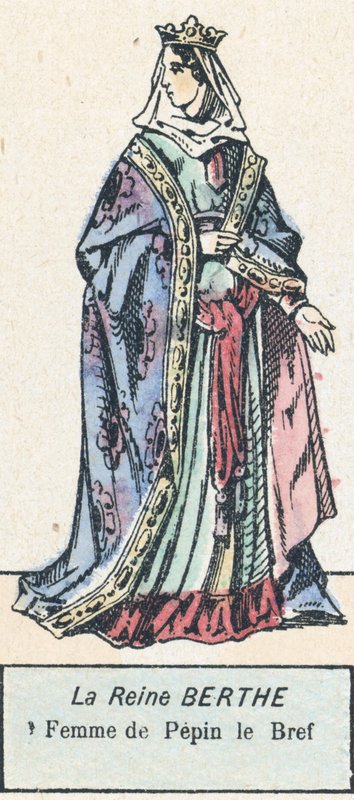 Královna Bertha, manželka Pepina le Brefa (barevná rytina) od French School