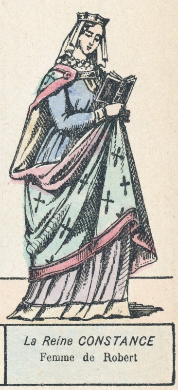 Královna Konstancie, manželka Roberta (barevná rytina) od French School