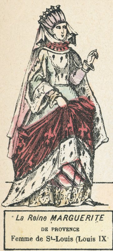 Královna Marguerite Provence, manželka St-Louis (Louis IX) (barevná rytina) od French School