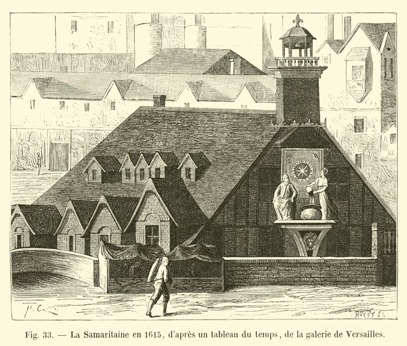 La Samaritaine v roce 1615, z obrazu té doby, z galerie Versailles od French School